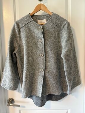 Marisa & Marie Grey Boiled Wool High-Low Jacket L